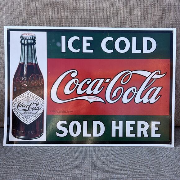 Coca-Cola Other - COKE SIGN VINTAGE METAL COCA COLA TIN SIGN - 1993 -Reproduction-16” X 11”